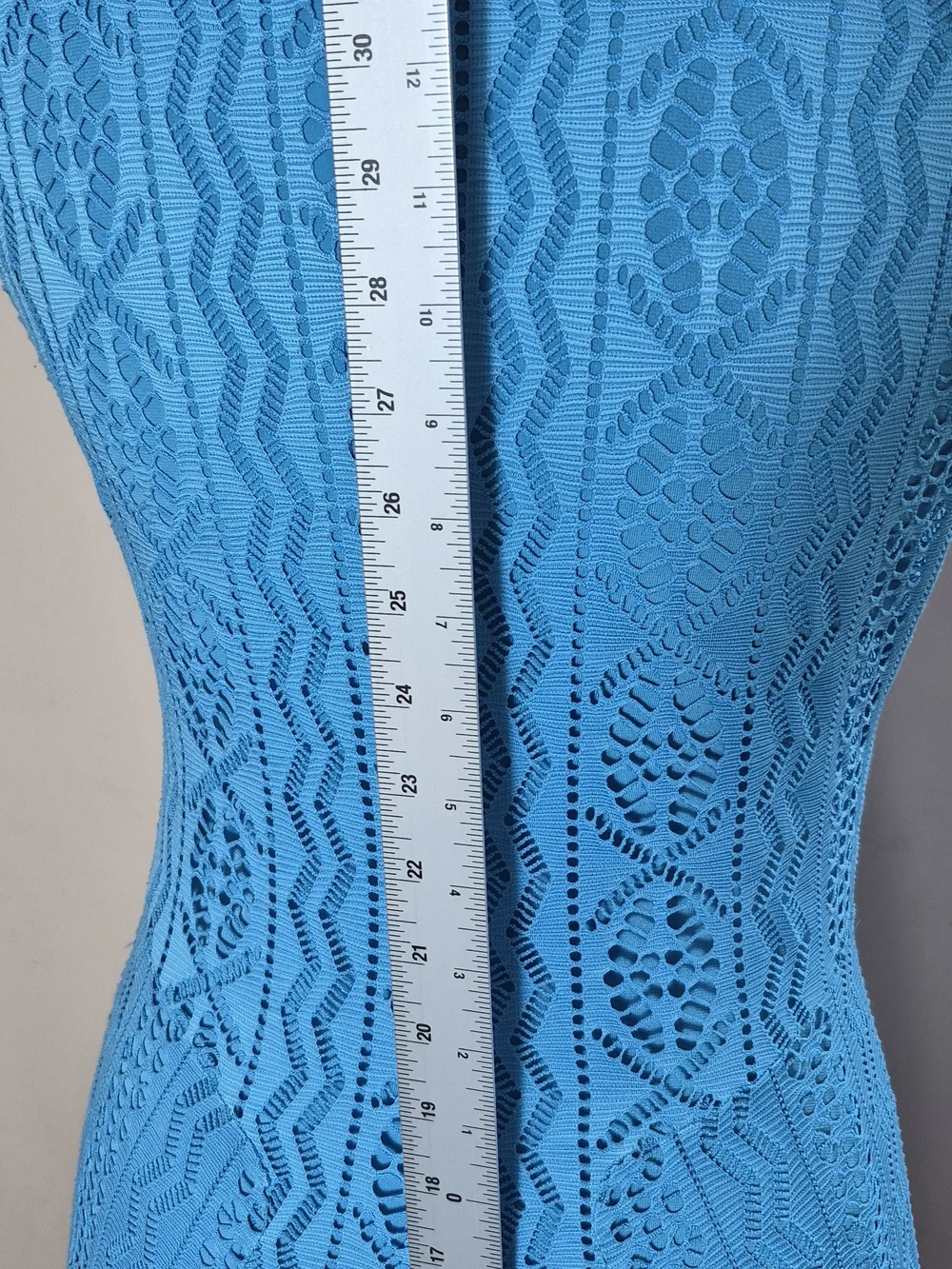 Papillon Blanc sleeveless pointelle crochet knit dress turquoise Swim Cover Up M